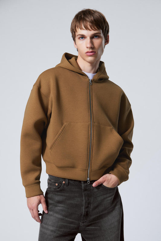 Scuba Zip Hoodie - Marron